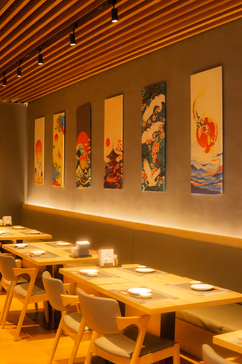 Sala zen con illuminazione soffusa