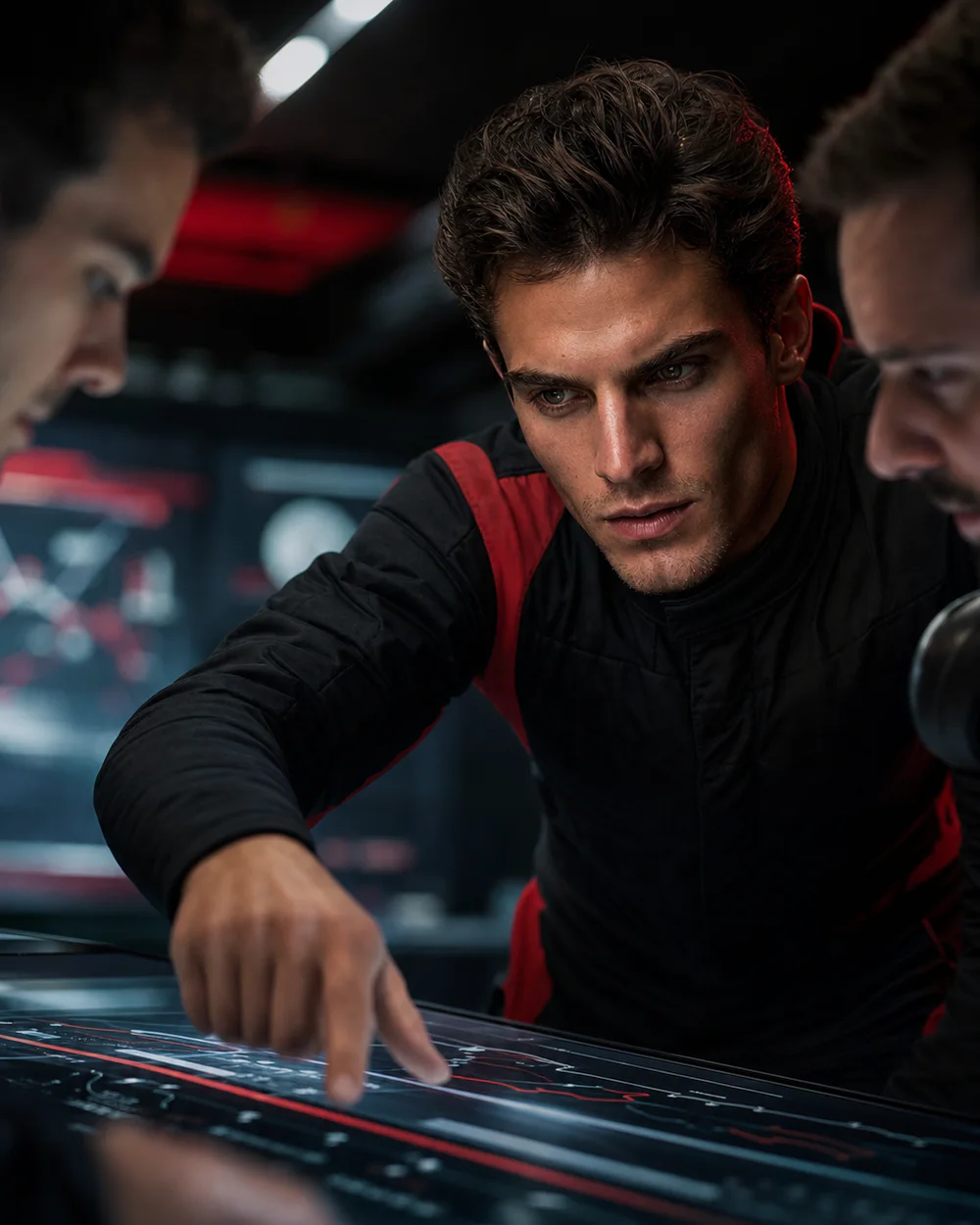 Valmont Théo reviewing telemetry with race engineers