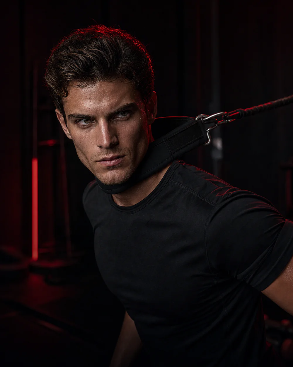 Valmont Théo during neck resistance training