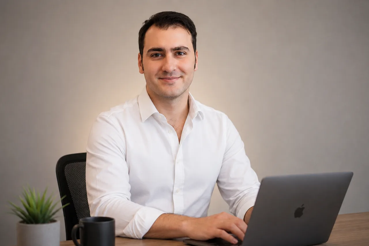 Michael Gasperini working at his desk