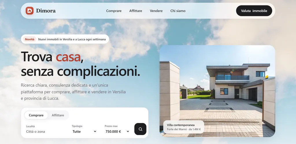 Dimora real estate agency homepage