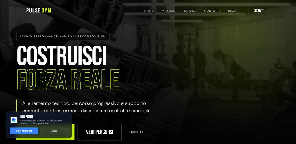 PulseGym fitness landing page