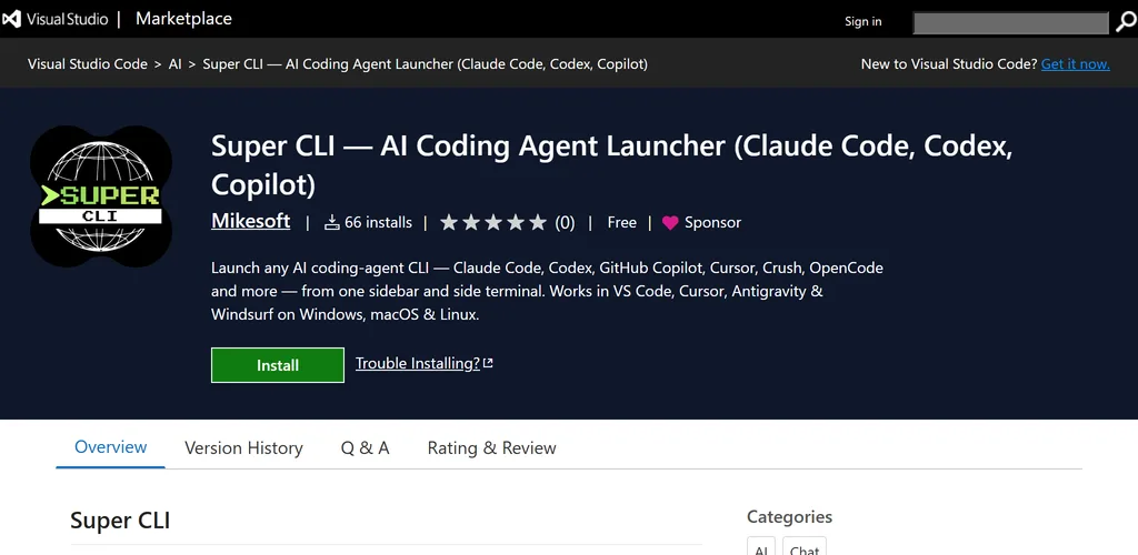 Super CLI VS Code extension on the Marketplace